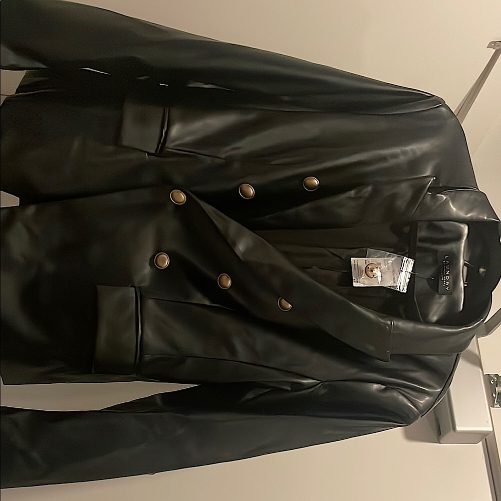 Faux leather blazer